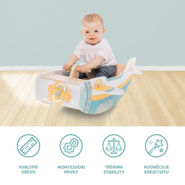 Dřevěná montessori houpačka letadlo