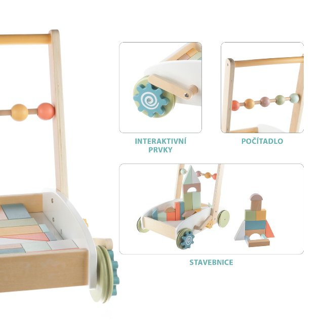 Dřevěný vozík s kostkami