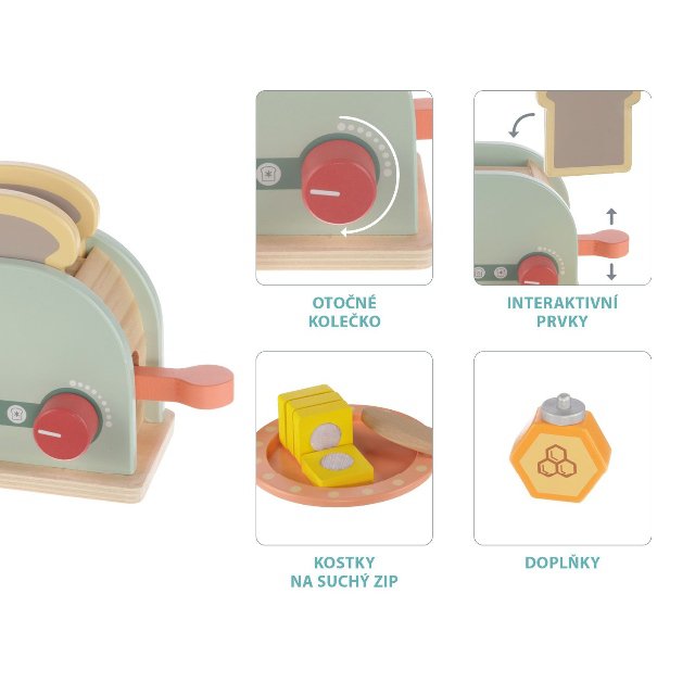 Dřevěný toaster set