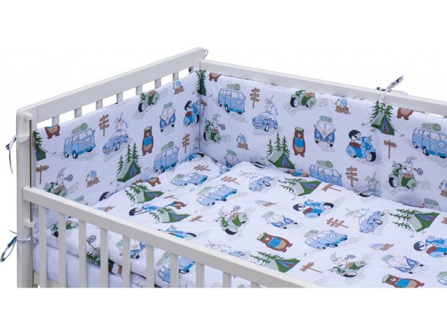 Postýlka 120 x 60 cm s kompletní výbavou Scarlett Fany - modrá