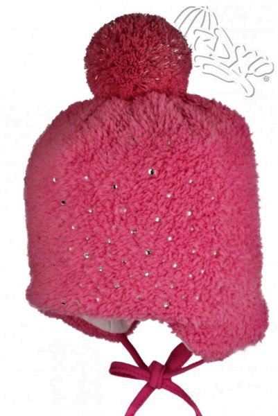 Čepice dívčí s bambulí -aplikace kamínky 3413-1 RADETEX 