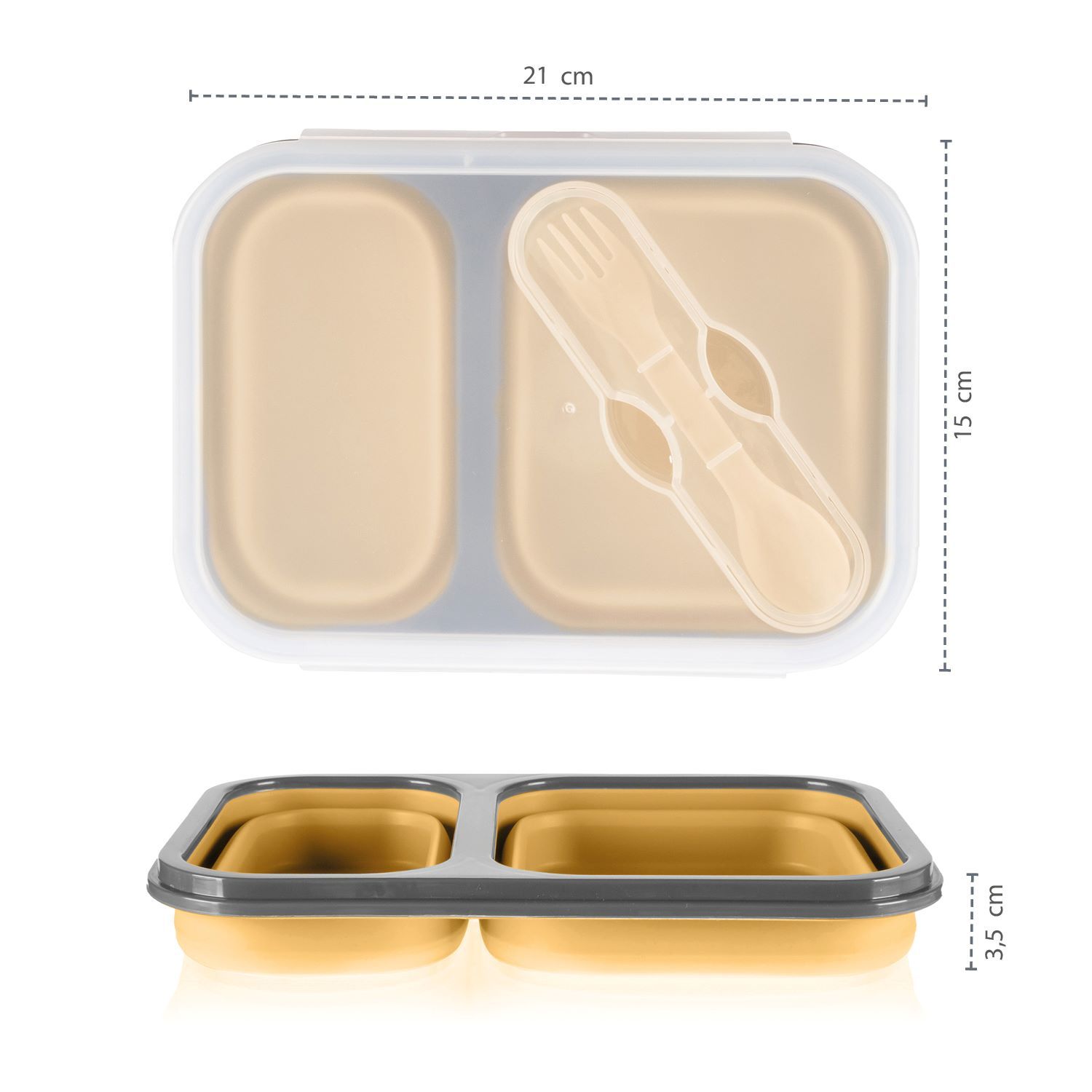 Silikonový svačinový box s příborem velký