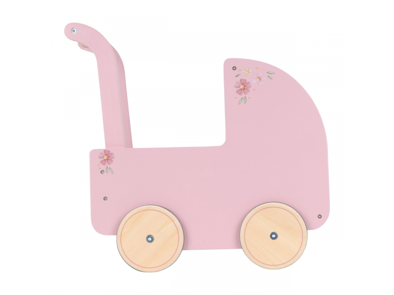 ittle Dutch Kočárek pro panenky dřevěný s peřinkou Pink