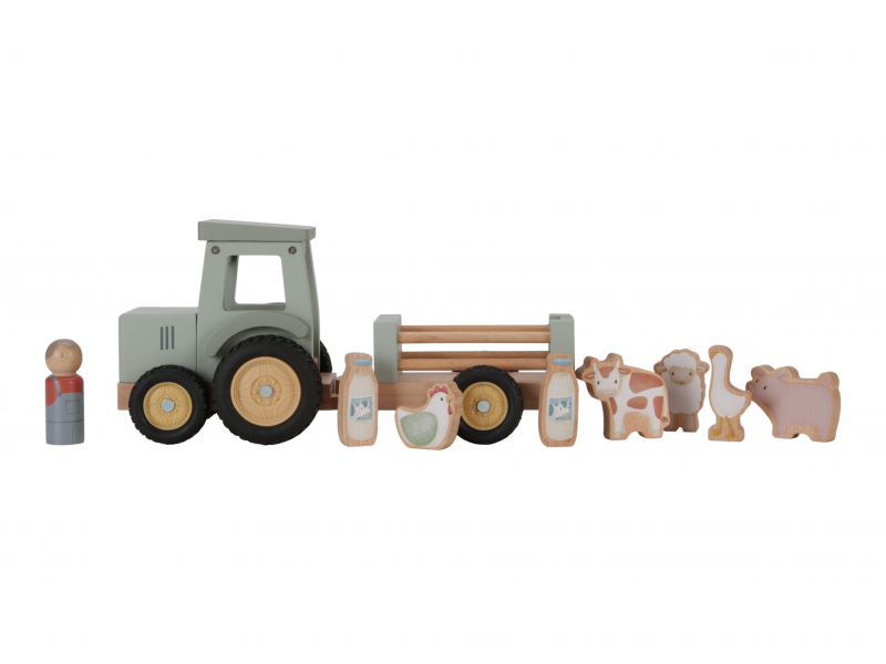 Traktor s přívěsem dřevěný Farma