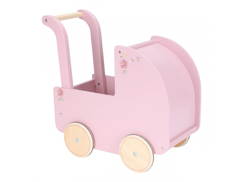 ittle Dutch Kočárek pro panenky dřevěný s peřinkou Pink