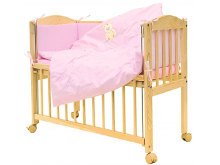 Souprava do postýlky Baby Scarlett 7-dílná 90 x 41 cm SCARLETT > varianta Méďa - růžová