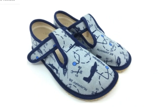 Dětská obuv barefoot BEDA 170020/W Grey Aeroplane