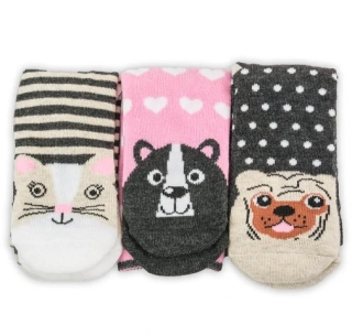 Ponožky dívčí barevné zvířátka Pidilidi 3pack