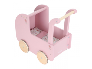ittle Dutch Kočárek pro panenky dřevěný s peřinkou Pink