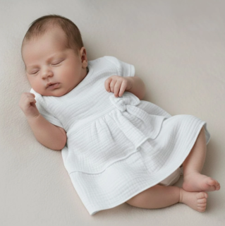 Šaty uni mušelín jednobarevné BABY SERVICE bílé