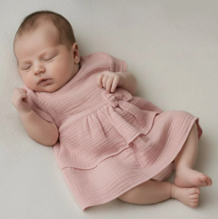 Šaty uni mušelín jednobarevné BABY SERVICE starorůžové