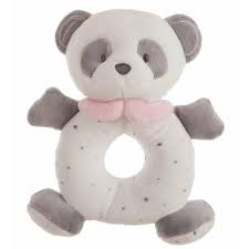 Chrastítko kroužek Little Kids panda růžová