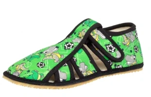 Dětská obuv barefoot BEDA 170020/W/BR Green Dinoball