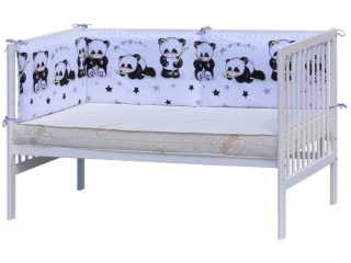Mantinel do postýlky 4dílný - Scarlett Panda - 210 x 40 cm > varianta bílá